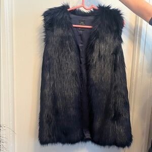 A/X Armani Exchange Black Faux Fur Sleeveless Vest